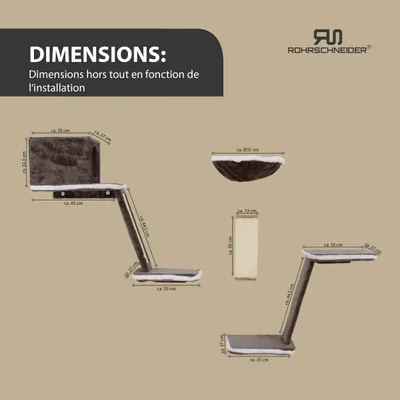 Rohrschneider Mur d'escalade pour chats composé de huit parties