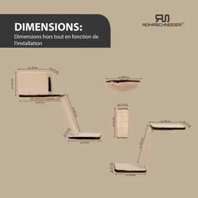 Rohrschneider Mur d'escalade pour chats composé de huit parties