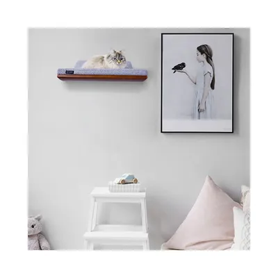 Bagane Etagère hamac chat design, bois noyer Kissa