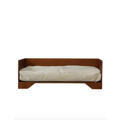 Bagane Canapé chien / chat design en bois, coussin moelleux amovible King