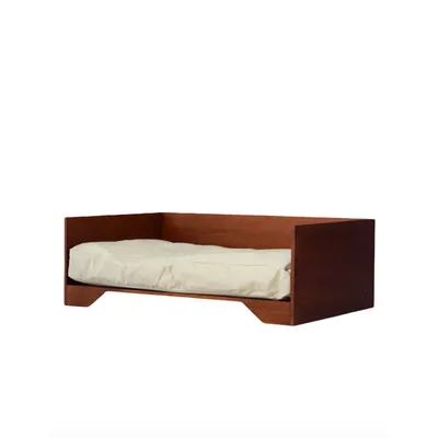 Bagane Canapé chien / chat design en bois, coussin moelleux amovible King