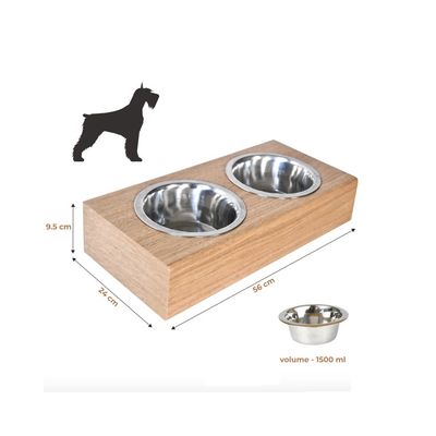 Bagane Set de 2 gamelles surélevées en acier, support mural en bois Dubuo