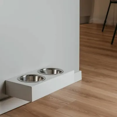 Bagane Set de 2 gamelles surélevées en acier, support mural en bois Dubuo