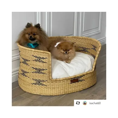 Bagane Panier design chien / chat en herbe naturelle, géométrique Bora