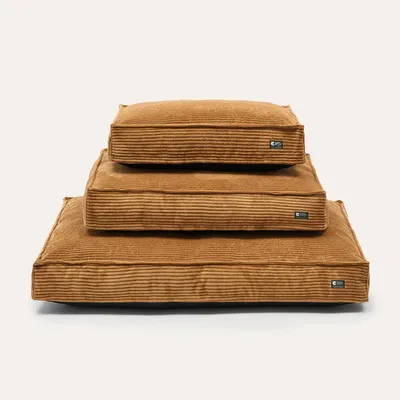 Bagane Lit pour chien / chat, déhoussable en velours côtelé bronze Quattro