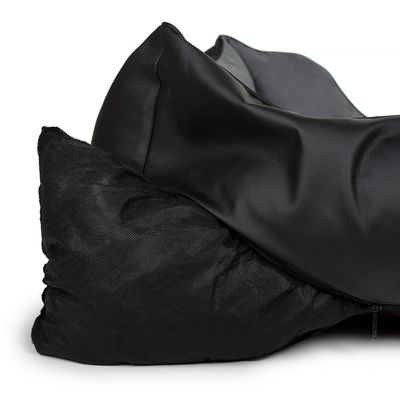 Bagane Panier chien design déhoussable, cuir végan noir Kuma