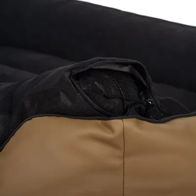 Bagane Panier chien design déhoussable, cuir végan camel Kuma