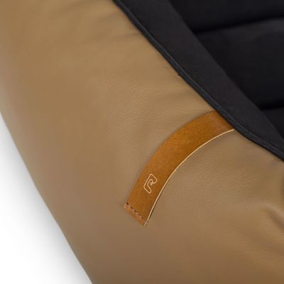 Bagane Panier chien design déhoussable, cuir végan camel Kuma