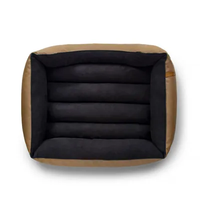 Bagane Panier chien design déhoussable, cuir végan camel Kuma