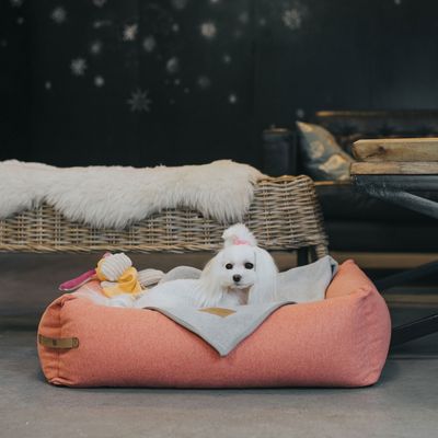 Bagane Panier déhoussable chien / chat en tissu corail Daya