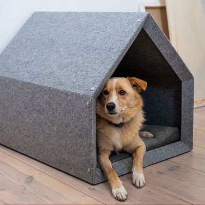 Bagane Niche d'intérieur chien / chat, design, gris clair Sanka