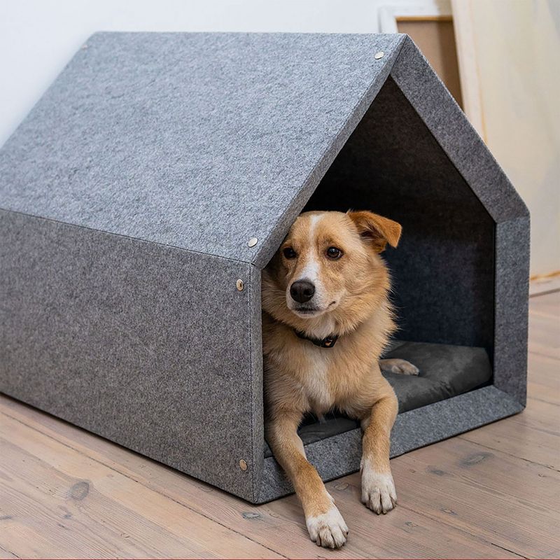 Bagane Niche d'intérieur chien / chat, design, gris clair Sanka