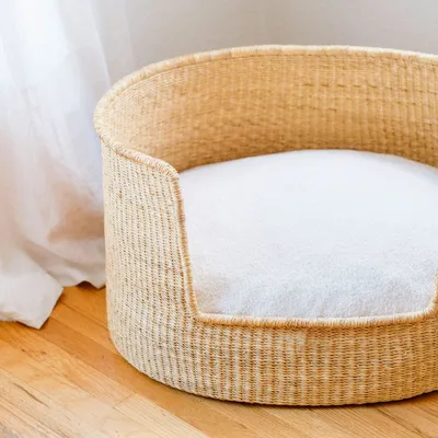 Bagane Panier design pour chien / chat en herbe naturelle Frafra