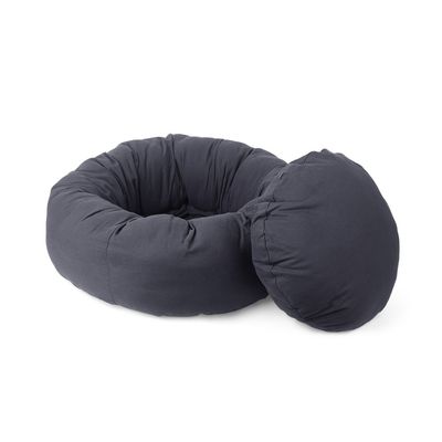 Bagane Coussin rond pour chien, en coton bio gris anthracite Hygge