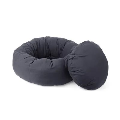 Bagane Coussin rond pour chien, en coton bio gris anthracite Hygge