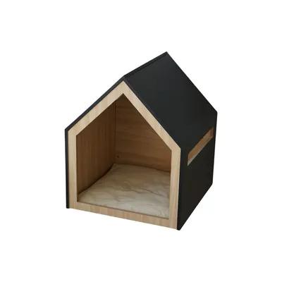 Bagane Niche d'intérieur petit chien / chat, bois et coussin Hutte