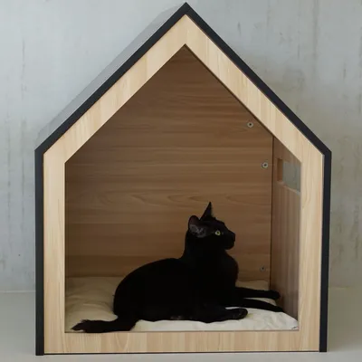 Bagane Niche d'intérieur petit chien / chat, bois et coussin Hutte