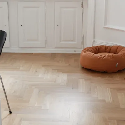 Bagane Coussin rond pour chien en coton bio camel Hygge