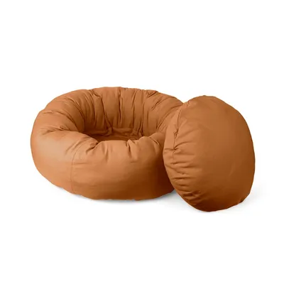 Bagane Coussin rond pour chien en coton bio camel Hygge