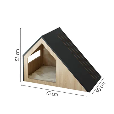 Bagane Maison design chat / petit chien en bois et coussin amovible Villa