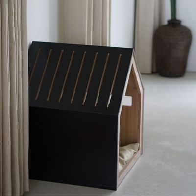 Bagane Maison design chat / petit chien en bois et coussin amovible Villa