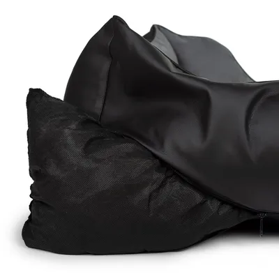 Bagane Panier chien design déhoussable, cuir végan noir Kuma