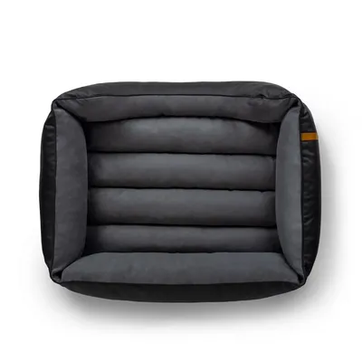 Bagane Panier chien design déhoussable, cuir végan noir Kuma