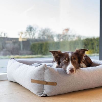 Bagane Panier déhoussable chien / chat en tissu gris clair Daya