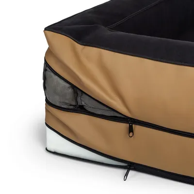 Bagane Coussin chien orthopédique à mémoire de forme, camel / noir Sohva