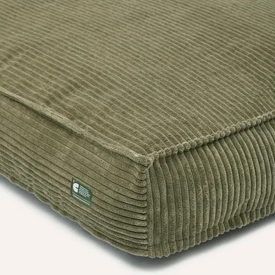 Bagane Lit pour chien / chat, déhoussable en velours côtelé vert Quattro