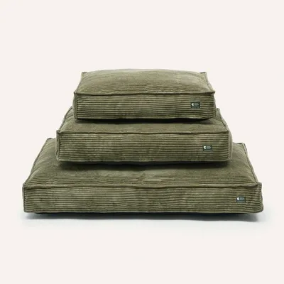 Bagane Lit pour chien / chat, déhoussable en velours côtelé vert Quattro