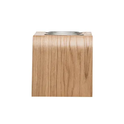 Bagane Set de 2 gamelles surélevées en acier, socle bois chêne Gero