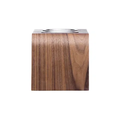 Bagane Set de 2 gamelles surélevées en acier, socle bois noyer Gero