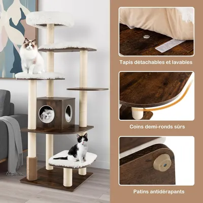 Giantex Arbre à Chat XXL 175 CM En Bois 6 Niveaux, Avec Plateformes Giantex Arbre à Chat XXL 175 CM En Bois 6 Niveaux, Avec Plateformes