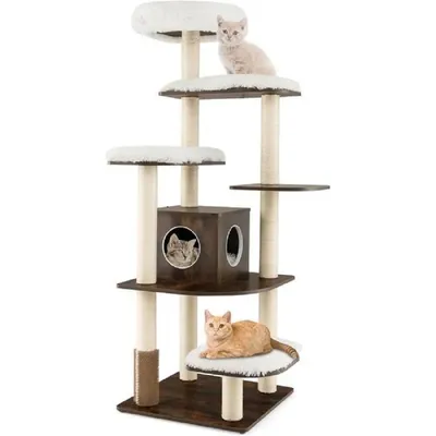 Giantex Arbre à Chat XXL 175 CM en Bois 6 Niveaux, avec Plateformes