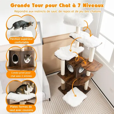 Giantex Arbre à Chat XXL 175 CM En Bois 6 Niveaux, Avec Plateformes Giantex Arbre à Chat XXL 175 CM En Bois 6 Niveaux, Avec Plateformes