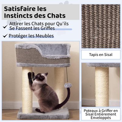 GIANTEX Arbre à Chat à 2 Niveaux avec Balle Suspendue