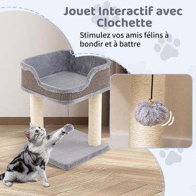 GIANTEX Arbre à Chat à 2 Niveaux avec Balle Suspendue