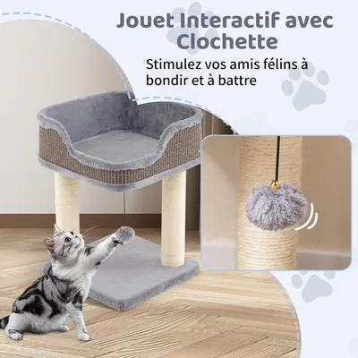 GIANTEX Arbre à Chat à 2 Niveaux avec Balle Suspendue