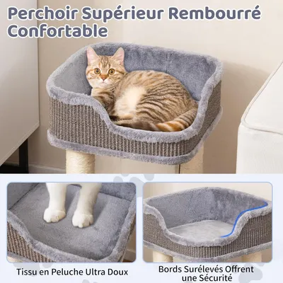 GIANTEX Arbre à Chat à 2 Niveaux avec Balle Suspendue