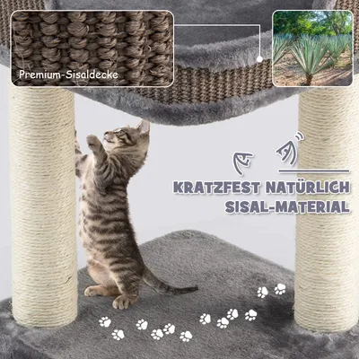GIANTEX 2-stöckiger Kratzbaum mit hängendem Ball GIANTEX 2-stöckiger Kratzbaum mit hängendem Ball