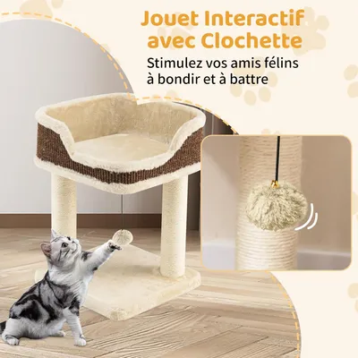 GIANTEX Arbre à Chat à 2 Niveaux avec Balle Suspendue