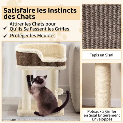 GIANTEX Arbre à Chat à 2 Niveaux avec Balle Suspendue