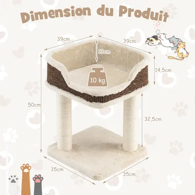 GIANTEX Arbre à Chat à 2 Niveaux avec Balle Suspendue