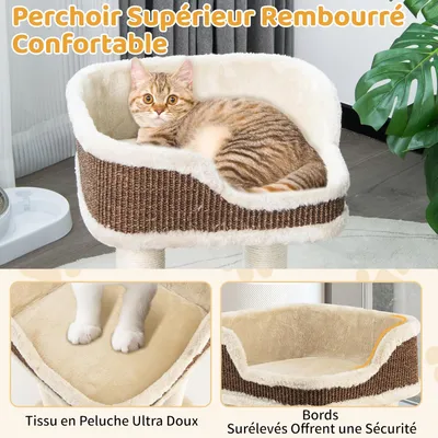 GIANTEX Arbre à Chat à 2 Niveaux avec Balle Suspendue