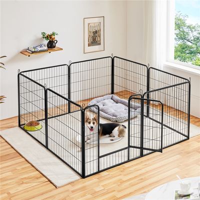 8-teilig Welpenlaufstall 80 x 80 cm Welpenauslauf Laufgitter Absperrgitter