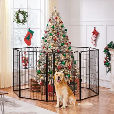 Parc Pour Chien En 8 Panneaux Enclos En Métal Avec Porte 100 Cm