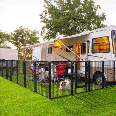 Parc Pour Chien En 8 Panneaux Enclos En Métal Avec Porte 100 Cm