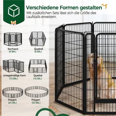 Welpenlaufstall 8-teilig 100cm hoch, Welpenauslauf mit Einteilige Welpenlaufstall 8-teilig 100cm hoch, Welpenauslauf mit Einteilige