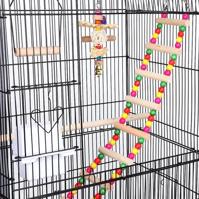 Cage à Oiseaux En Métal Avec Perchoirs, Plateau Coulissant